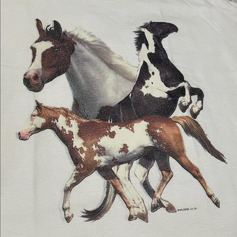 NWOT Vintage Horse Graphic White Cotton Tshirt Small - Picture 4 of 7